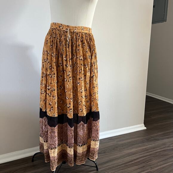 Vtg Revue Orange Boho Witchy Fairy Paisley Maxi Skirt Wmns L Hippy Cottagecore - Picture 5 of 10
